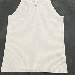 Athleta Women's White Ribbed Racerback Tank Top